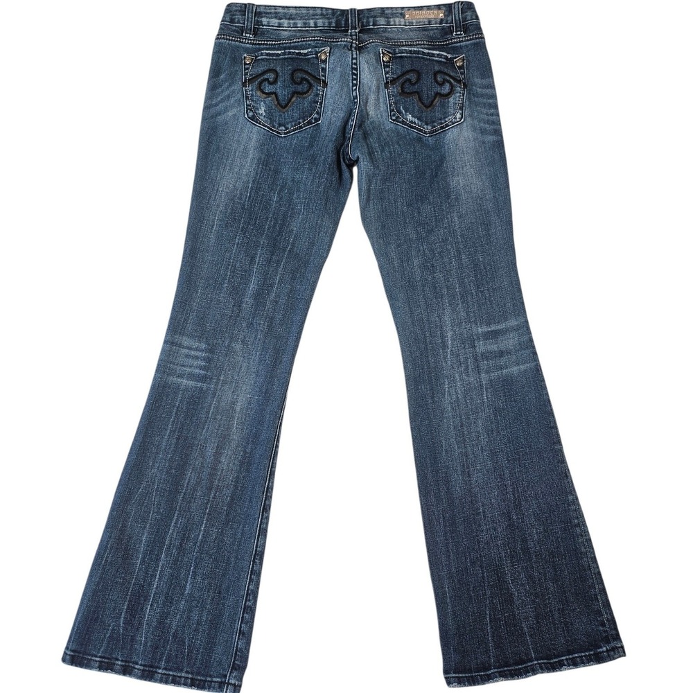 Vintage Express Rerock Low Rise Embroidered Bootcut Jeans 10R Y2K Distressed